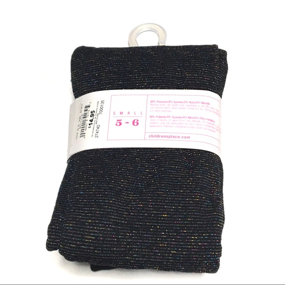 The Children's Place Other - NWT S Girls 5-6 The Children’s Place Soft Fleece Black Sparkles Leggings Tights